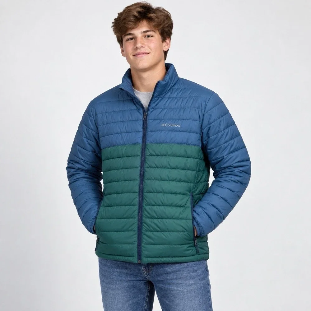 Columbia Omni-Heat Puffer Jacket Boy's XL Colorblock Gorpcore Granola Boy Y2K